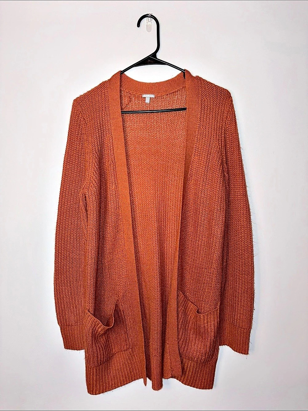 Charlotte Russe Open Front Knit Cardigan in Orange Size Large